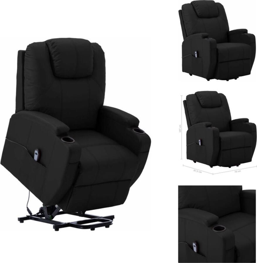 VidaXL Elektronische Zetel Relaxfauteuil Zwart 76 x 87.5 x 107 cm Verstelbaar en Comfortabel Fauteuil