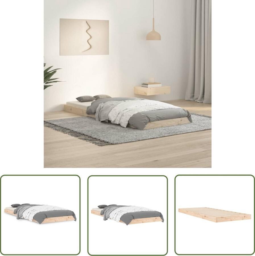The Living Store Massief grenenhouten eenpersoons bedframe 75 x 190 cm Rustiek uitziend stabiel en geschikt voor kleine ruimtes Matras niet inbegrepen Massief Hout Bed Enkel Bed Modern Design Klein Bed Budget Vriendelijk