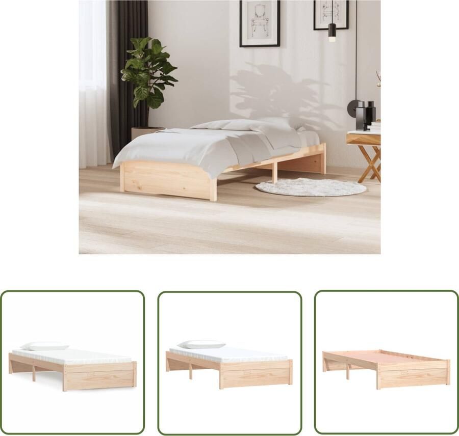The Living Store Bedframe massief hout 90x200 cm Bedframe Bedframes Bed Bedbodem Ledikant Bed Frame Massief Houten Bedframe Slaapmeubel Eenpersoonsbed Bedden Bedbodems