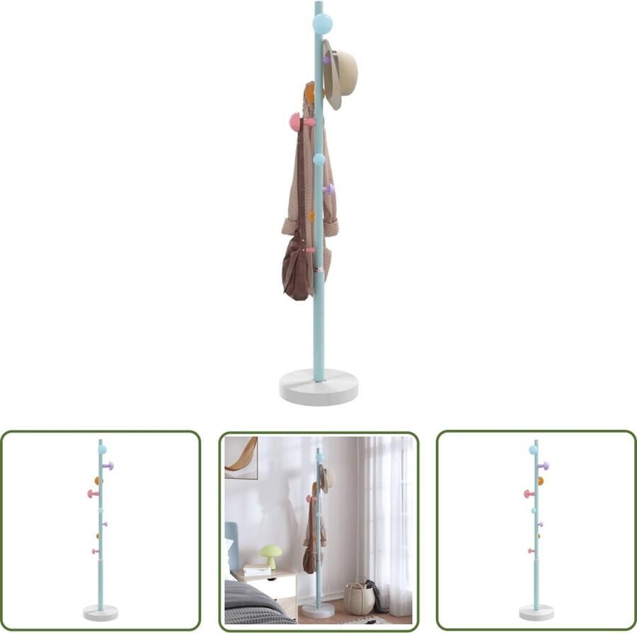 The Living Store Kapstok 172 cm gepoedercoat ijzer blauw Kapstok Entreehal Garderobe Schoenenkast Hangers