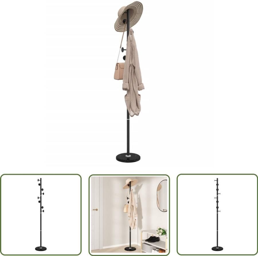 VidaXL Kapstok 176 cm gepoedercoat ijzer zwart Kapstok Entreehal Garderobe Wandhaak Schoenenrek