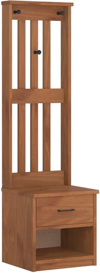 VidaXL Halboom SANDNES 45x40x159 5 cm massief grenenhout Halboom Entreespiegel Kastdeur Opslagoplossing Vintage Decoratie