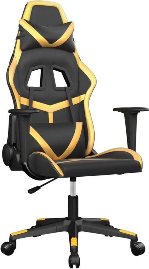 The Living Store Gamestoel Ergonomic Racing Chair 66.5 x 61 x 118-127.5 cm Massagefunctie Gamingstoel Ergonomic Chair Racecar Seat Massagestoel Kantoorstoel