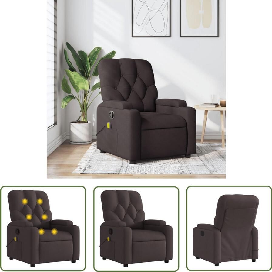 VidaXL Massagestoel verstelbaar stof donkerbruin Massagestoel Ergonomisch Relaxstoel Lounge Stoel Lederlook