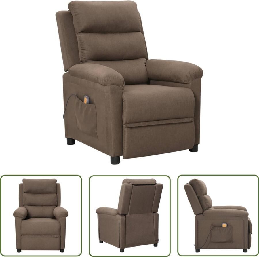 VidaXL Massagestoel stof taupe Massagestoel Ergonomische Fauteuil Lounge Stoel Relaxstoel Elektrische Massage
