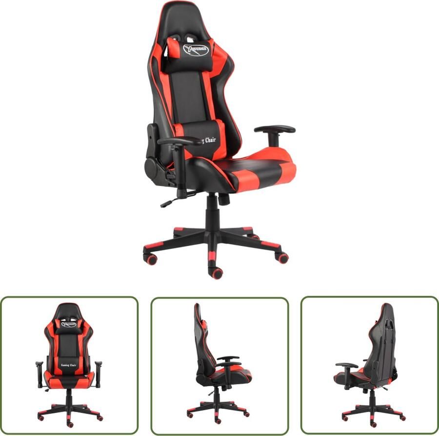 The Living Store Gamingstoel Luxe Hoge rugleuning Ergonomisch Rood Zwart Metaal PVC Gamingstoel Ergonomische Stoel Pc Stoel Bureaustoel Rode Stoel - Foto 2