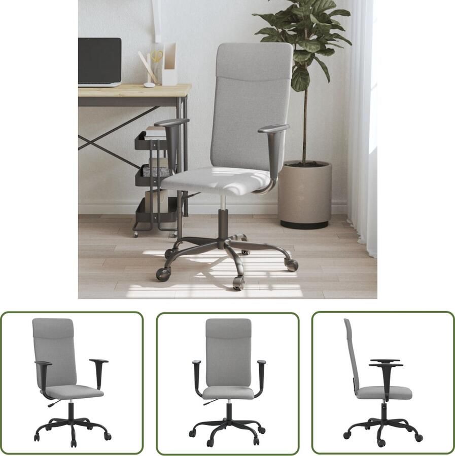 The Living Store Kantoorstoel Ergonomisch Lichtgrijs 68 x 67 x 104-114 cm Verstelbare hoogte Kantoorstoel Ergonomische Stoel Bureaustuif Licht Grijze Stoel Verstelbare Hoogte