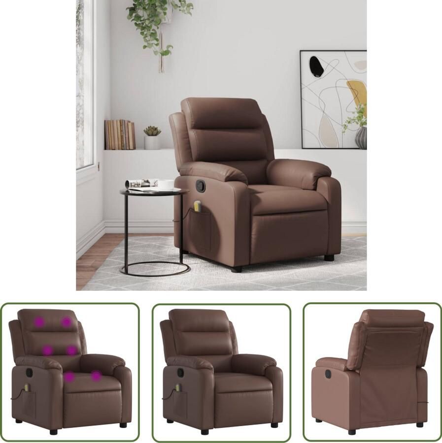VidaXL Massagestoel verstelbaar kunstleer bruin Massagestoel Ergonomische Stoel Relaxstoel Comfortstoeltje Elektrische Massage