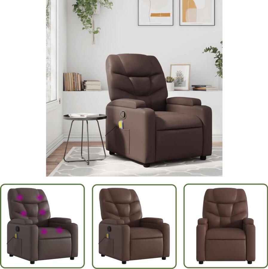 VidaXL Massagestoel verstelbaar kunstleer bruin Massagestoel Ergonomische Stoel Relaxstoel Lounge Stoel Lederlook