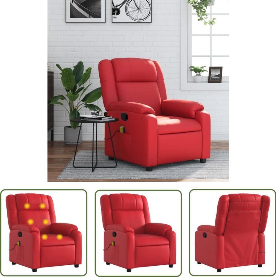 VidaXL Massagestoel verstelbaar kunstleer rood Massagestoel Ergonomische Stoel Relaxstoel Lounge Stoel Lederlook