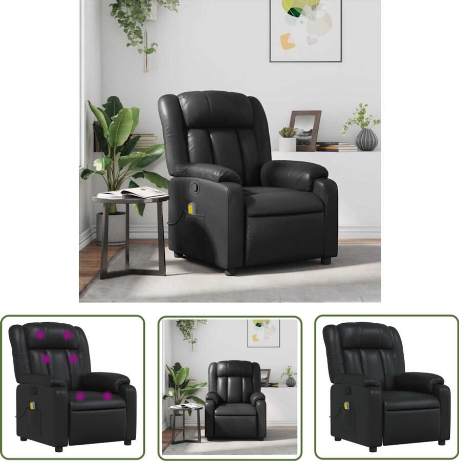 VidaXL Massagestoel verstelbaar kunstleer zwart Massagestoel Ergonomische Stoel Elektrische Massagestoel Lounge Stoel Relaxstoel