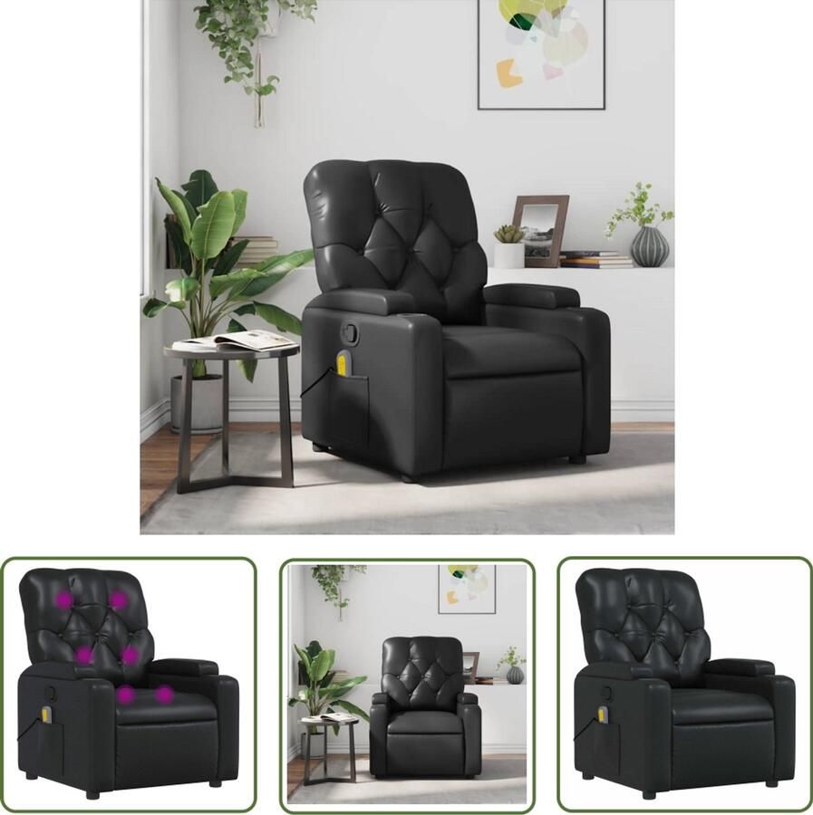 VidaXL Massagestoel verstelbaar kunstleer zwart Massagestoel Ergonomische Stoel Lounge Stoel Relaxstoel Lederlook Stoel