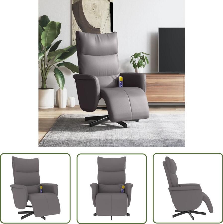 VidaXL Massagestoel verstelbaar met voetensteun kunstleer grijs Massagestoel Ergonomische Stoel Relaxstoel Lounge Stoel Kantoorstoelen