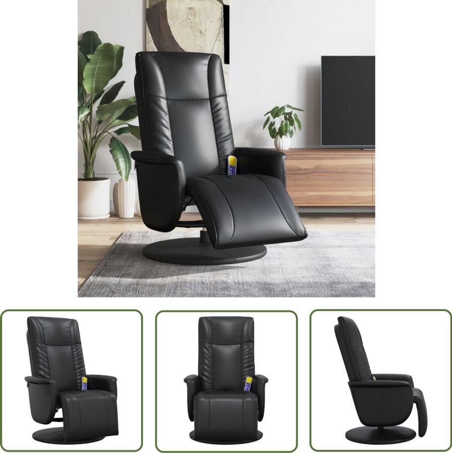 VidaXL Massagestoel verstelbaar met voetensteun kunstleer zwart Massagestoel Ergonomische Stoel Elektrische Massage Lounge Stoel Relaxstoel