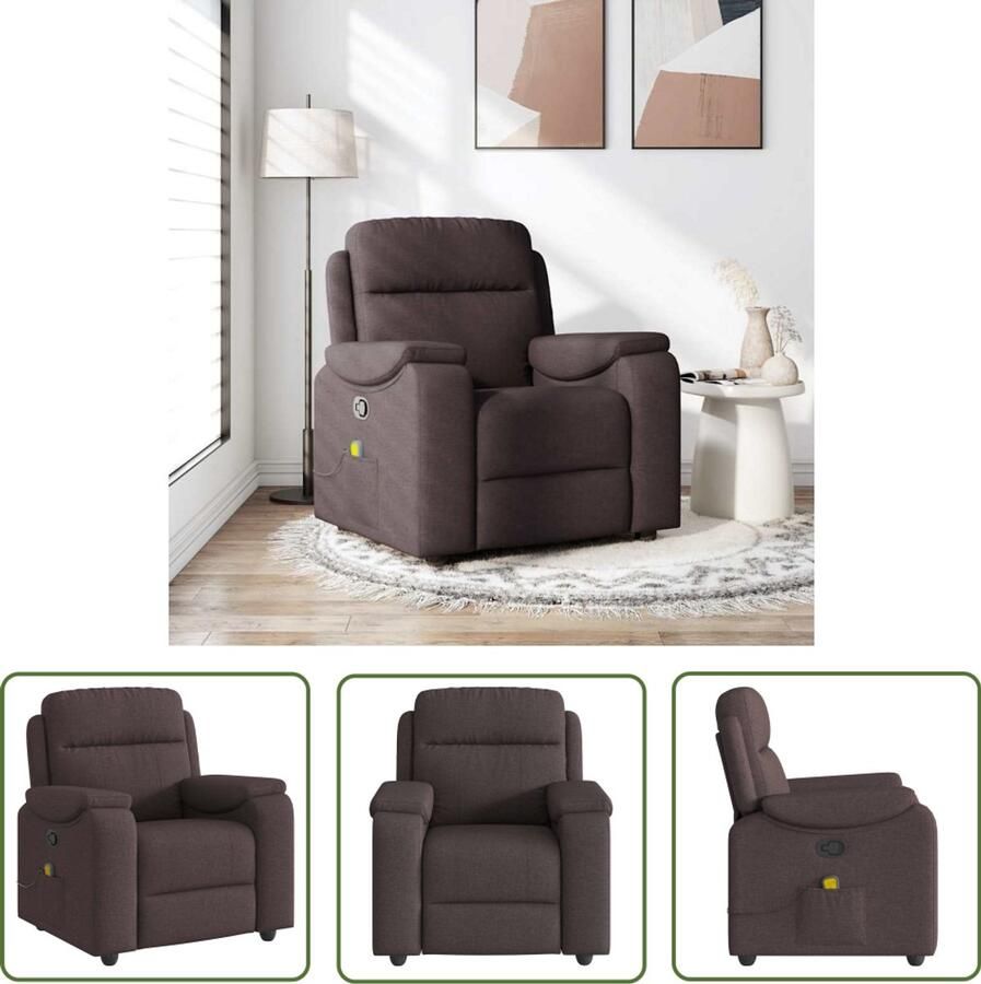 VidaXL Massagestoel verstelbaar stof donkerbruin Massagestoel Ergonomische Stoel Relaxstoel Lounge Stoel Lederlook