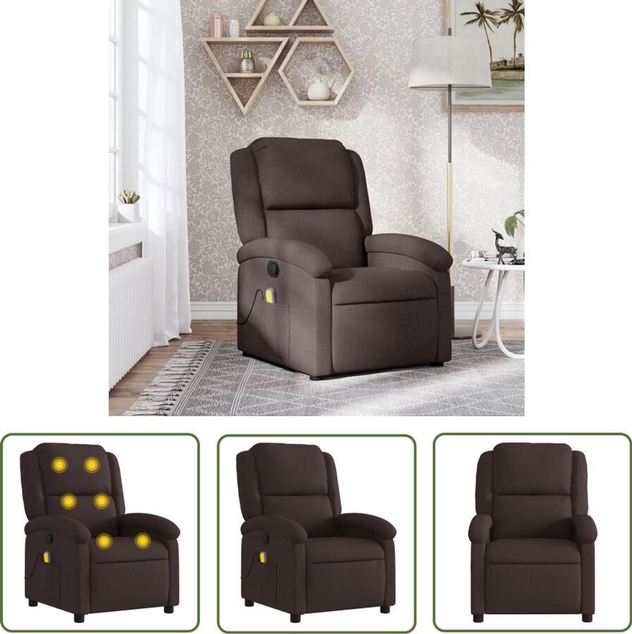 VidaXL Massagestoel verstelbaar stof donkerbruin Massagestoel Ergonomische Stoel Relaxstoel Lounge Stoel Lederlook