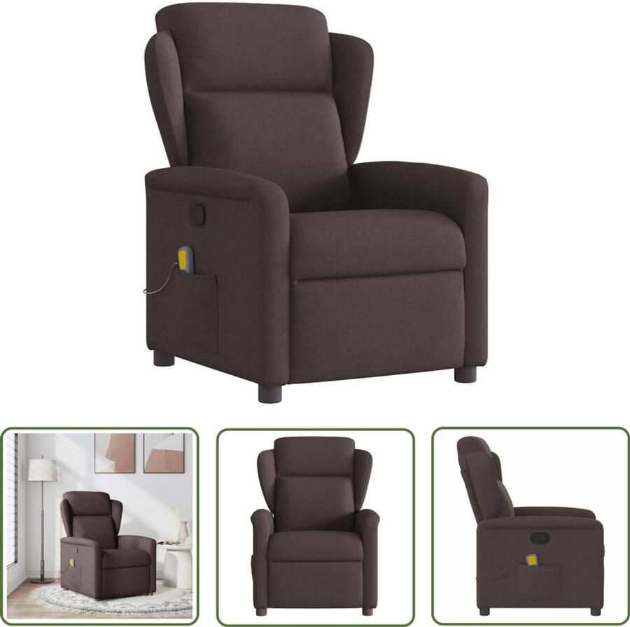VidaXL Ergonomische Stoel Massagestoel verstelbaar stof donkerbruin Relaxstoel Lounge Stoel Lederlook