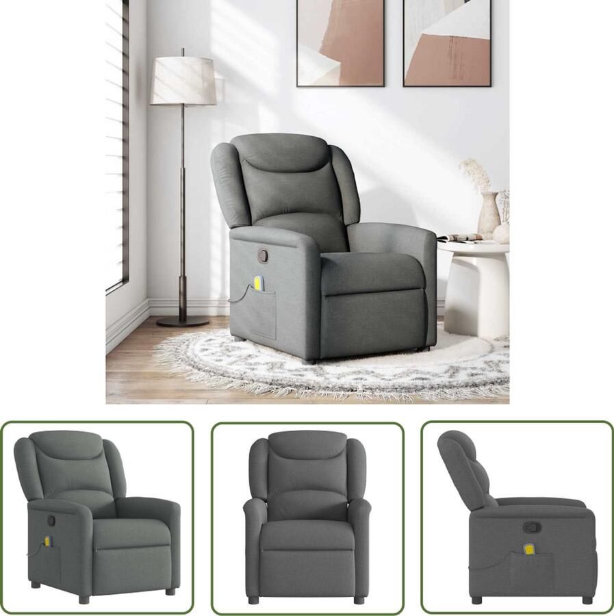 VidaXL Massagestoel verstelbaar stof donkergrijs Massagestoel Ergonomische Stoel Relaxstoel Lounge Stoel Elektrische Massage