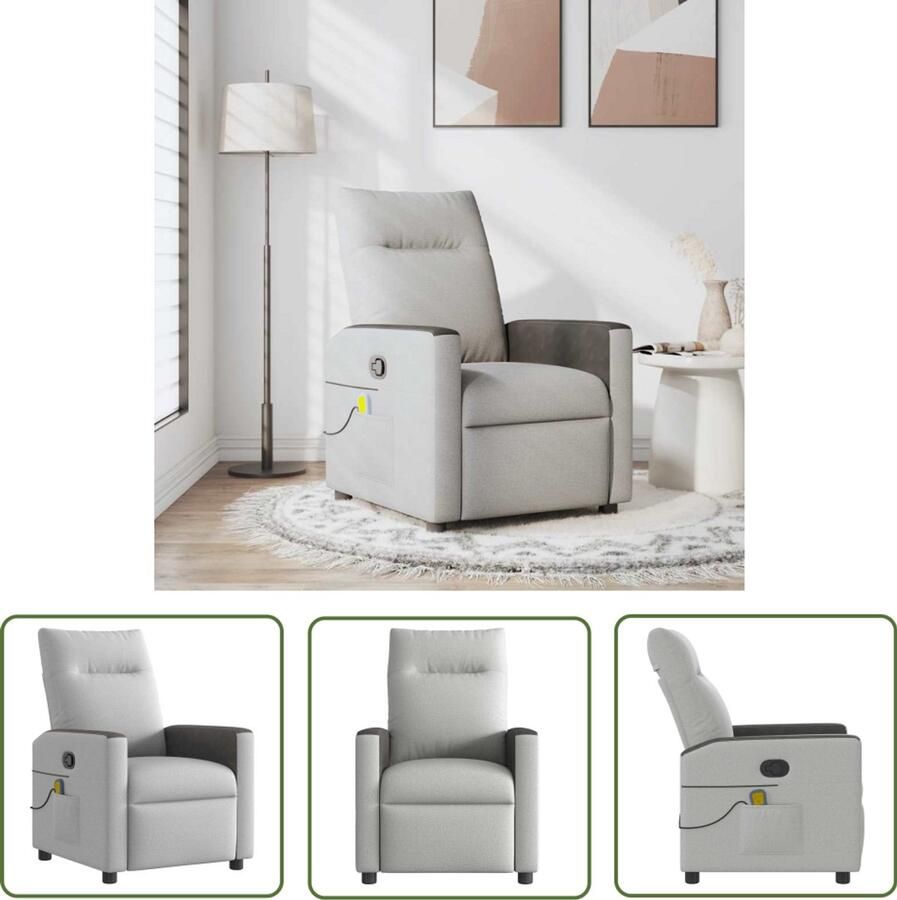 VidaXL Massagestoel verstelbaar stof wolk grijs Massagestoel Ergonomische Stoel Relaxstoel Lounge Stoel Elektrische Massage