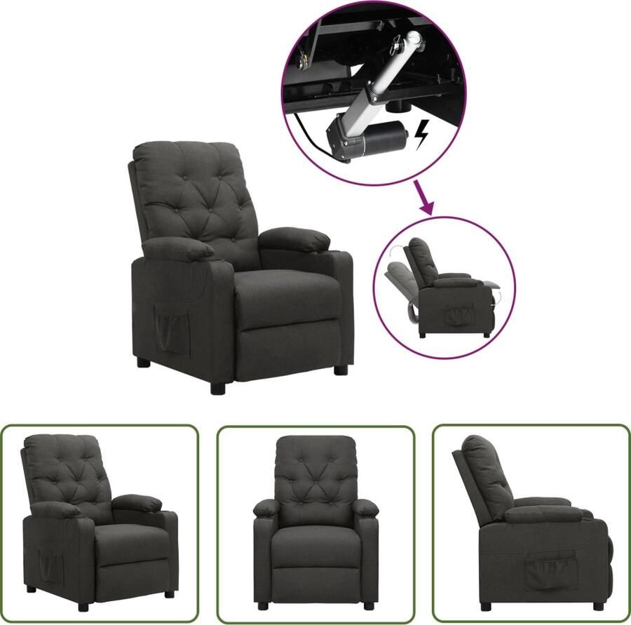 The Living Store Sta-opstoel Verstelbare rugleuning en voetensteun Donkergrijs 78.5 x 93 x 96.5 cm (B x D x H) 100% polyester - Foto 3