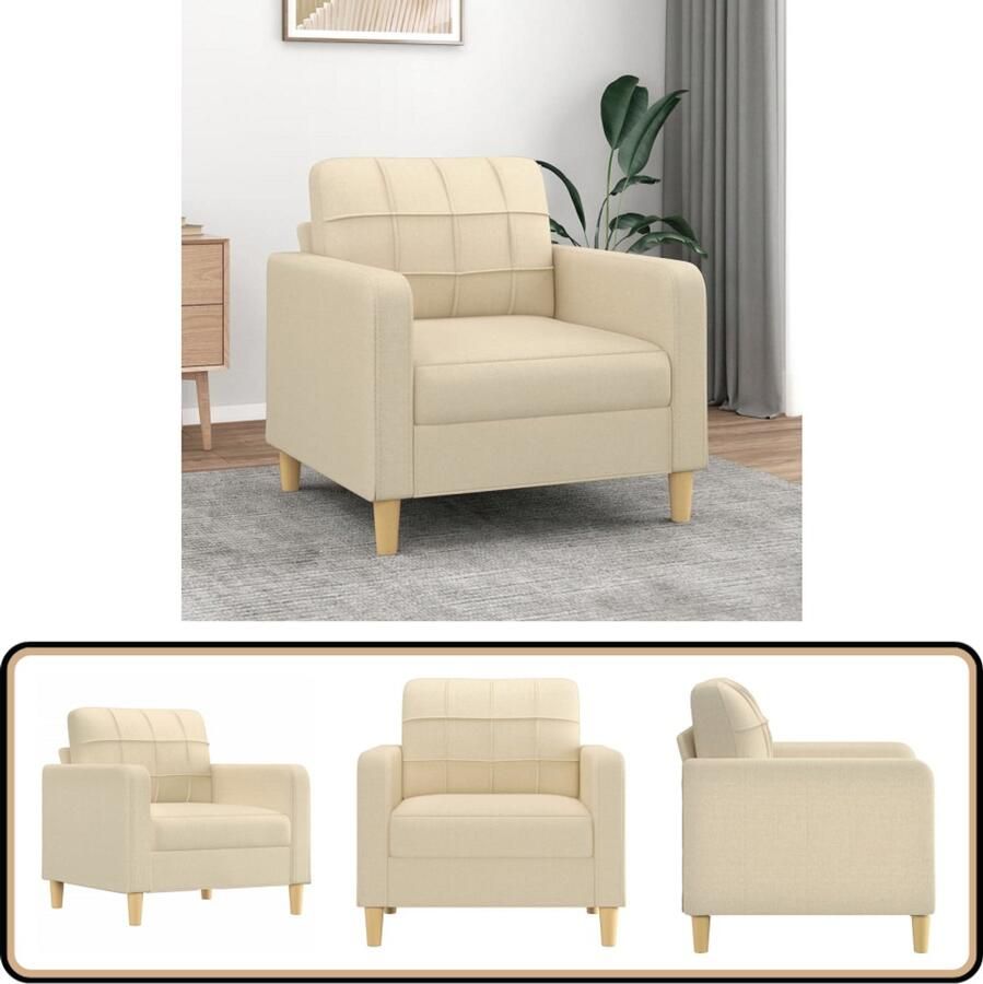 VidaXL Fauteuil 60 cm Crèmekleurig Stof Comfortabele Stoffen Bank Fauteuils Creme Lounge Stoel Relaxfauteuil Zitbank