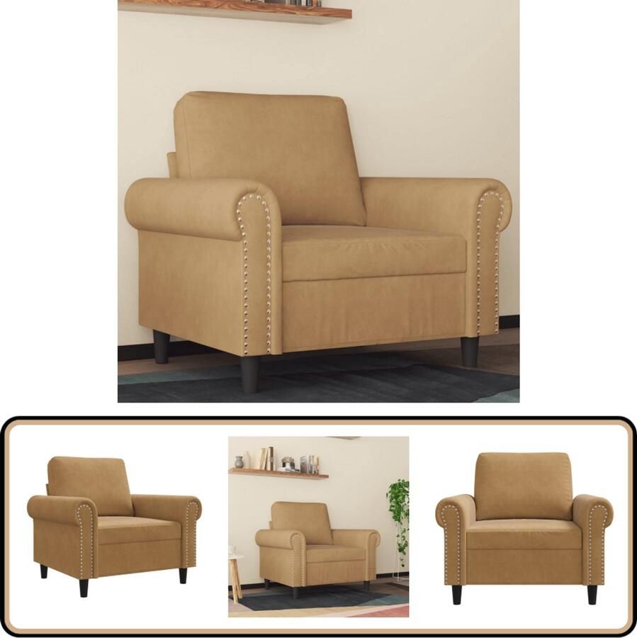 VidaXL Fauteuil 60 cm Fluweel Bruin Fauteuil Fluweel Stoffen Fauteuil Bruine Fauteuil Lounge Fauteuil Relaxstoel