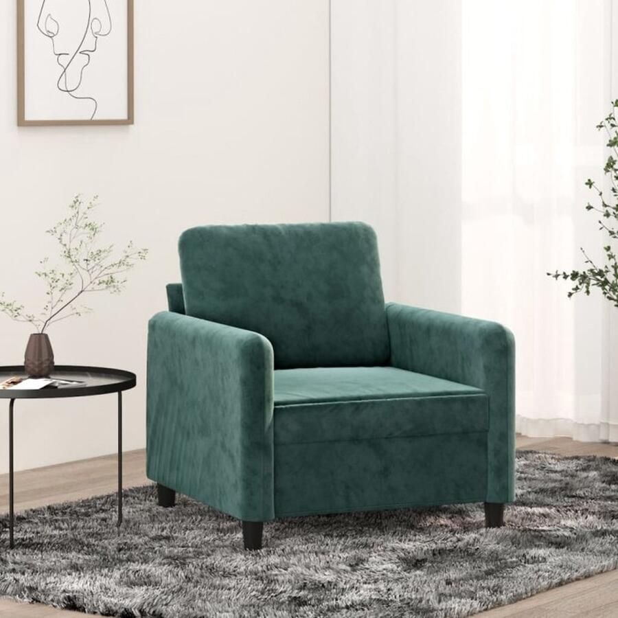 VidaXL Fauteuil Fluweel Donkergroen 60 cm