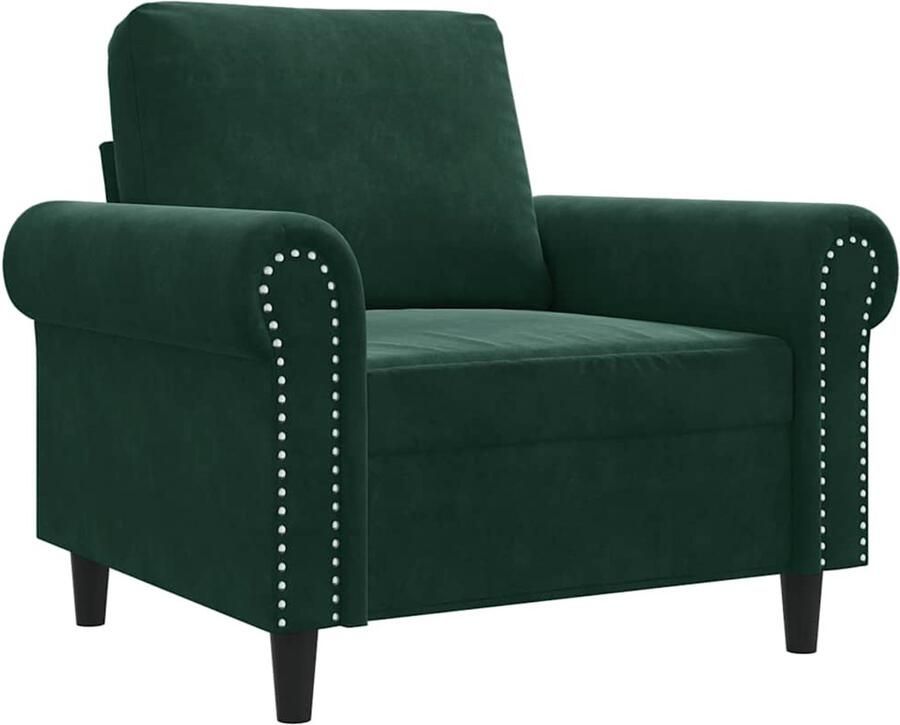 VidaXL Fauteuil Fluweel Donkergroen 60 cm Fauteuil Fluweel Donkere Kleuren Designstoel Lounge Stoel - Foto 9