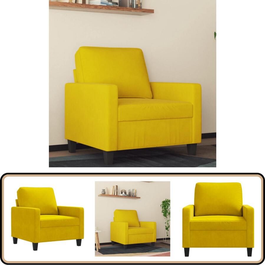 VidaXL Fauteuil 60 cm Fluweel Geel Modern Design Fauteuil Fluweel Stoffen Fauteuil Gele Fauteuil Lounge Fauteuil Relaxstoel