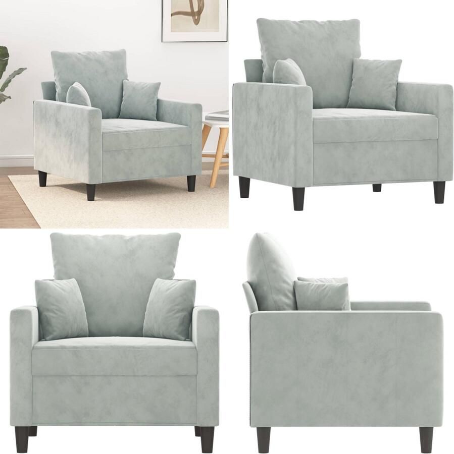 VidaXL Fauteuil 60 cm fluweel lichtgrijs Fauteuil Fauteuils Bank Zitstoel