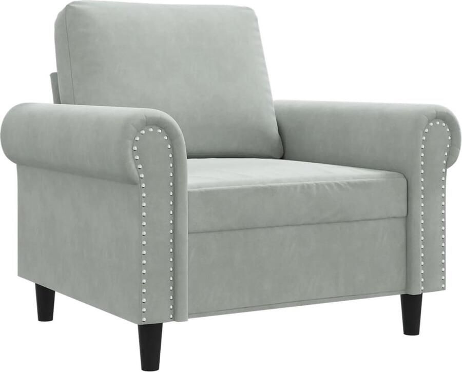 VidaXL Fauteuil 60 cm fluweel lichtgrijs Fauteuil Fluweelstoel Lounge Stoel Living Room Decoratie Huiskamermeubilair