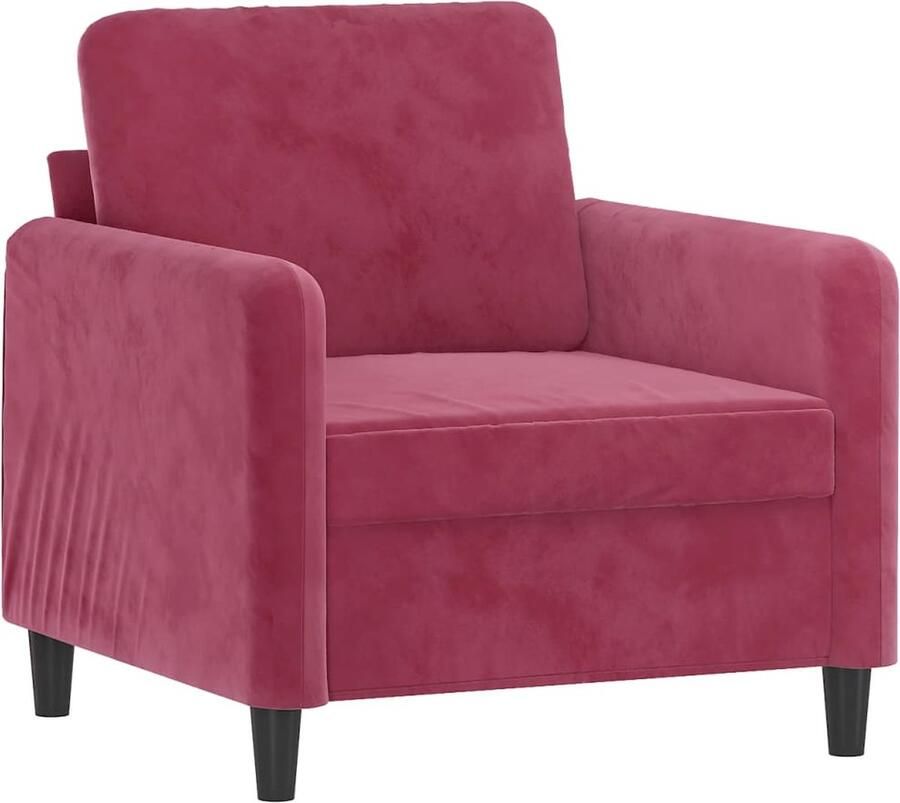 The Living Store Fauteuil 60 cm fluweel wijnrood Fauteuil Fluweel Wijnrood Lounge Relaxstoel - Foto 2