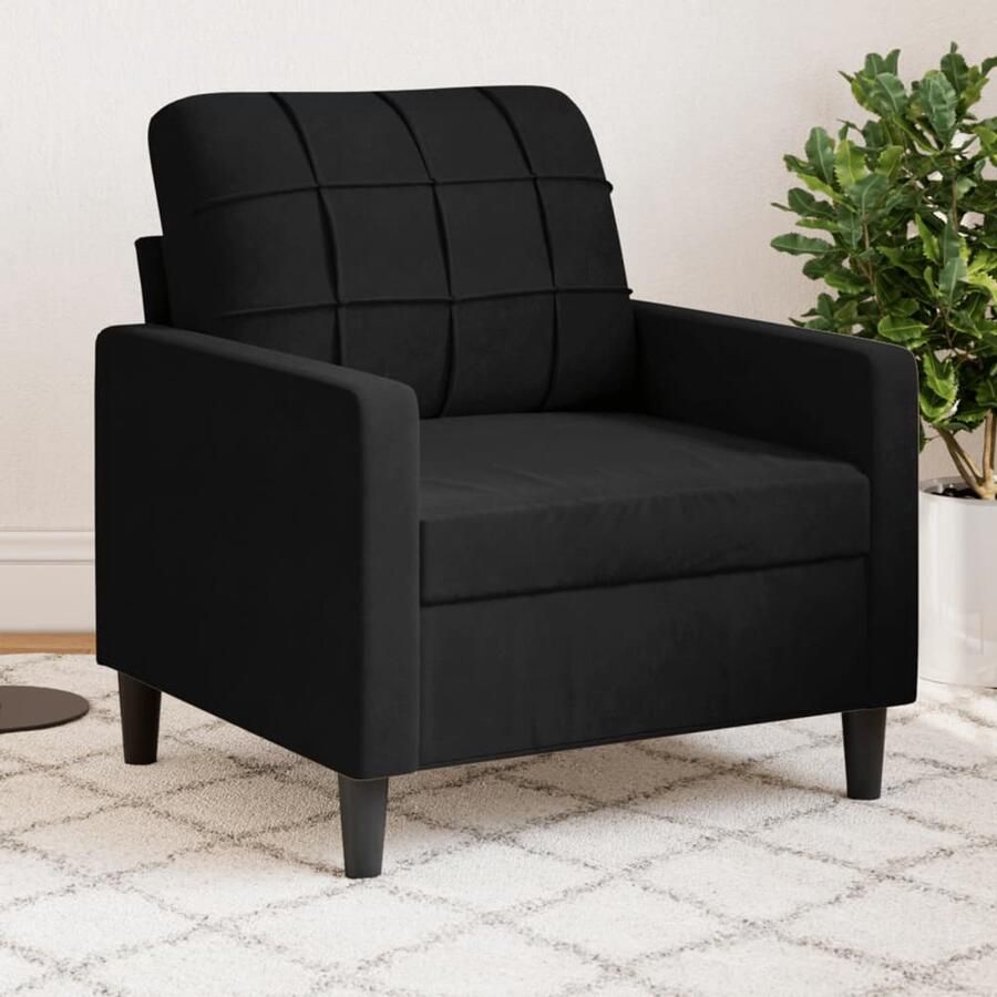 VidaXL Fluweel Stoffen Fauteuil 60 cm fluweel zwart Zwarte Fauteuil Luxe Fauteuil Comfortabele Fauteuil