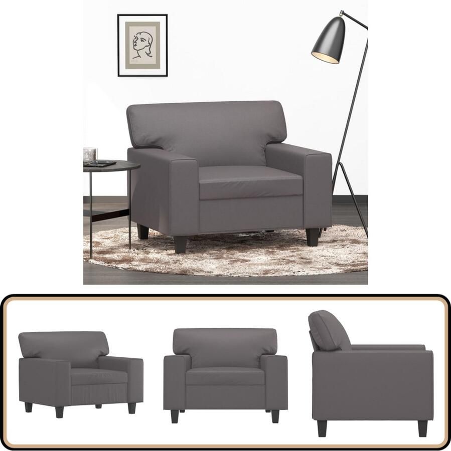 VidaXL Fauteuil 60 cm Grijs Kunstleer Fauteuil Designstoel Lounge Stoel Kunstleder Grijze Fauteuil