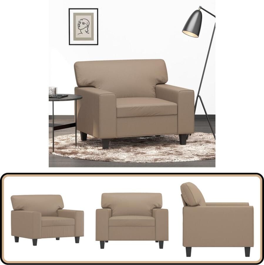 VidaXL Fauteuil 60 cm Kunstleer Cappuccinokleurig Fauteuil Fauteuils Bank Zitstoel
