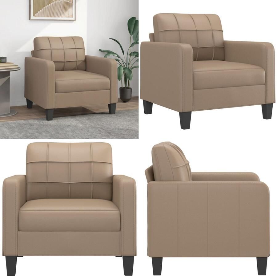 VidaXL Fauteuil 60 cm kunstleer cappuccinokleurig Fauteuil Fauteuils Bank Zitstoel