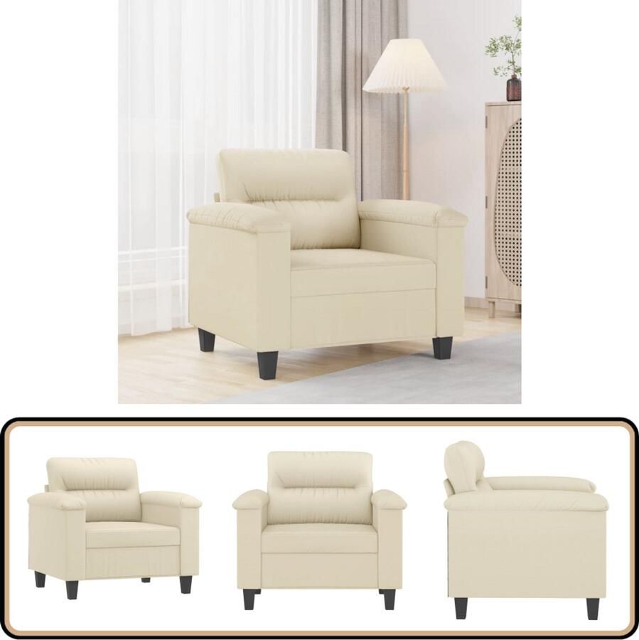 VidaXL Fauteuil 60 cm kunstleer crèmekleurig Fauteuil Lounge Stoel Lederlook Creme Kleur Art Deco
