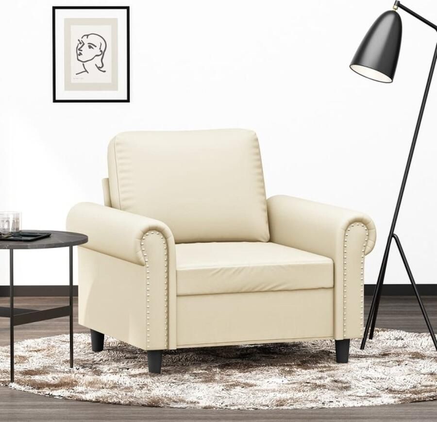 VidaXL Fauteuil Kunstleer crèmekleurig 60 cm Fauteuil Designstoel Lounge Stoel Kunstleder Creme Kleur - Foto 2