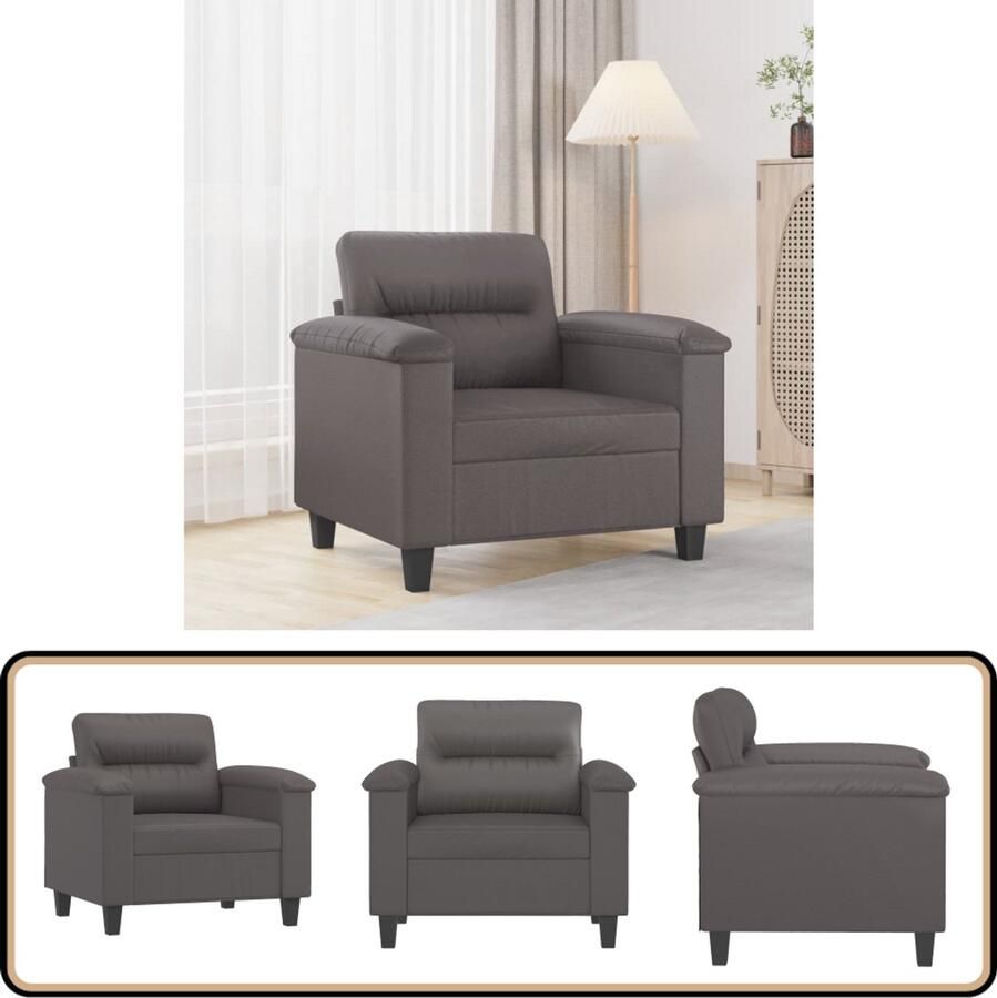 VidaXL Fauteuil 60 cm Kunstleer Grijs Fauteuil Fauteuils Bank Zitstoel