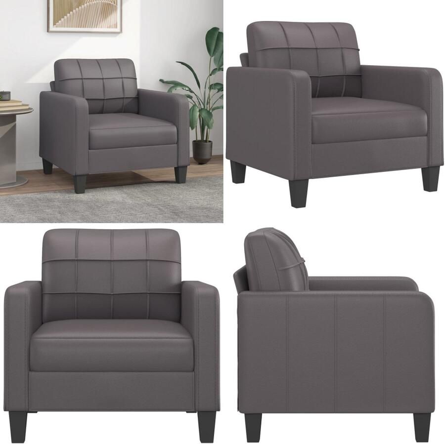 VidaXL Fauteuil 60 cm kunstleer grijs Fauteuil Fauteuils Bank Zitstoel