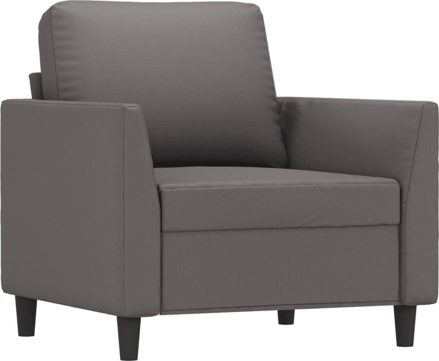 VidaXL Fauteuil 60 cm Kunstleer Grijs Fauteuil Kunstleder Bank Lounge Stoel Salontafel Decoratie Meubels