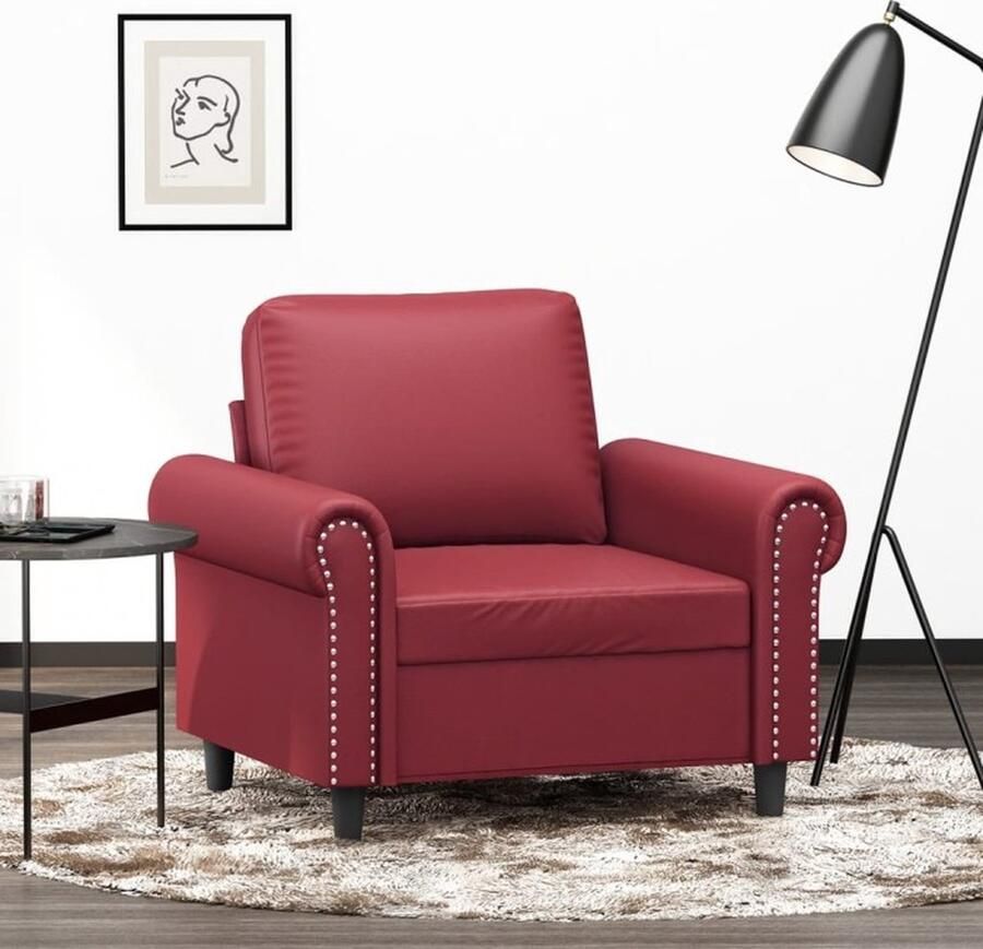 VidaXL Fauteuil 60 cm kunstleer wijnrood - Foto 2