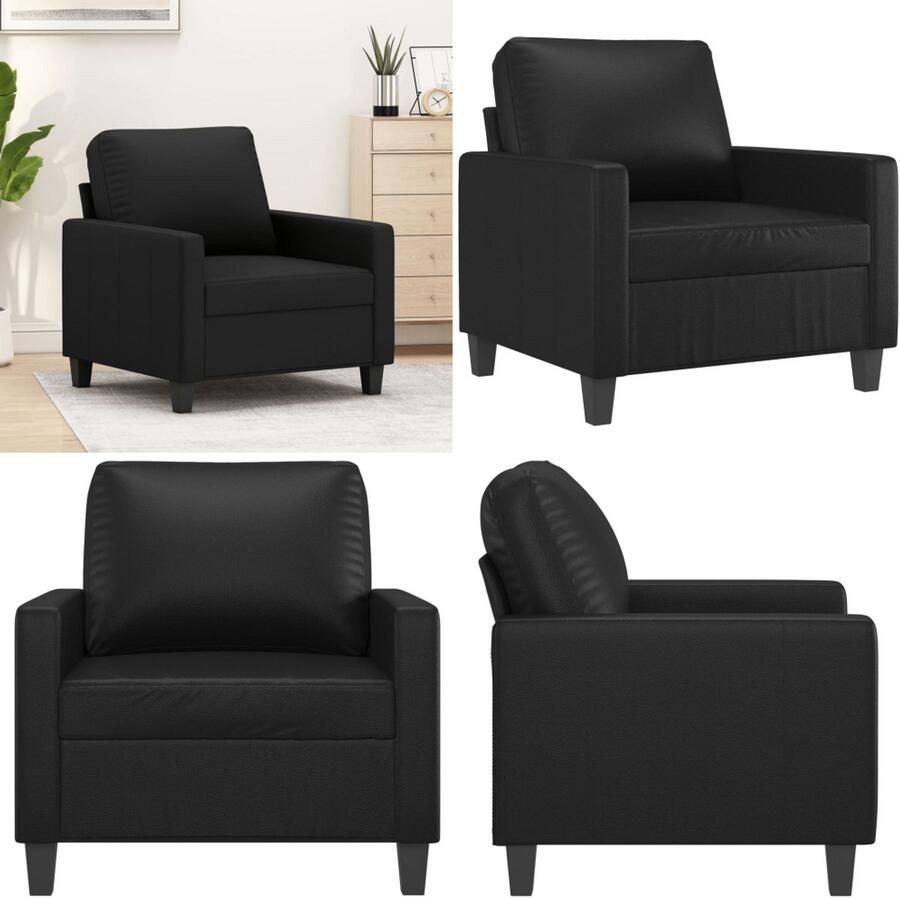 VidaXL Fauteuil 60 cm kunstleer zwart Fauteuil Fauteuils Bank Zitstoel