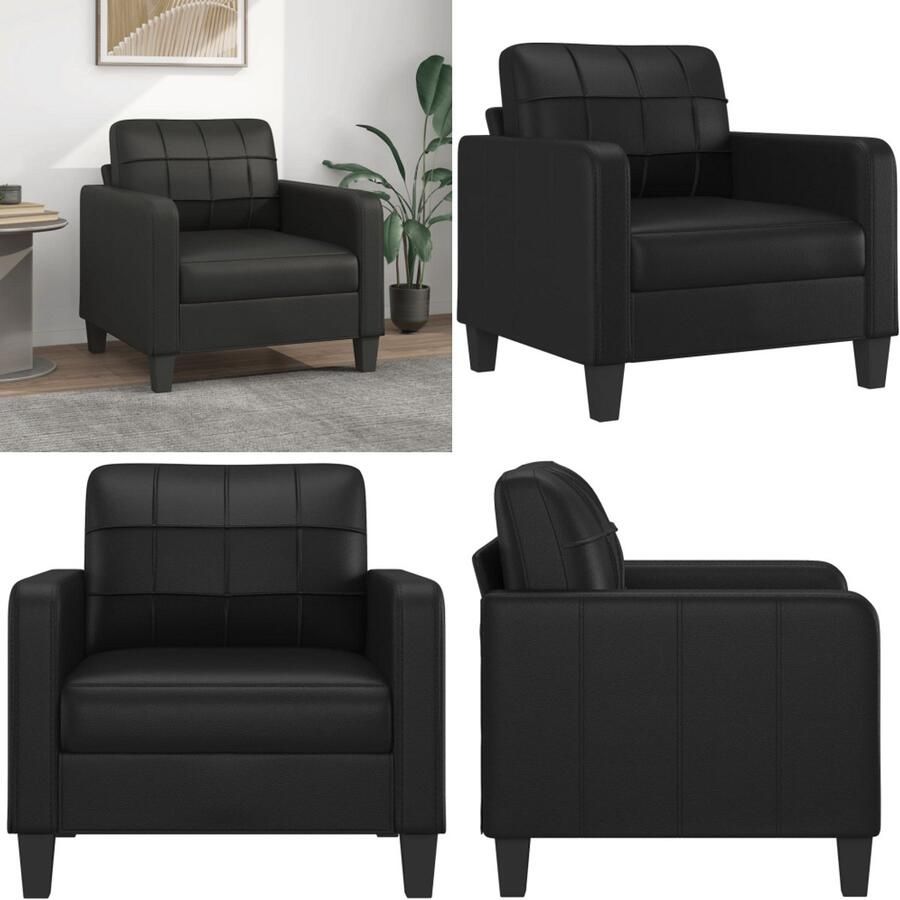 VidaXL Fauteuil 60 cm kunstleer zwart Fauteuil Fauteuils Bank Zitstoel