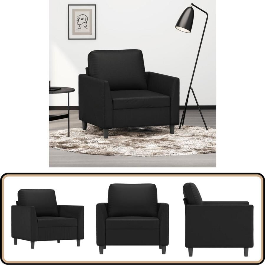 VidaXL Fauteuil 60 cm Kunstleer Zwart Fauteuil Zwart Lederlook Fauteuil Lounge Fauteuil Fauteuils Online Kopen Design Fauteuil