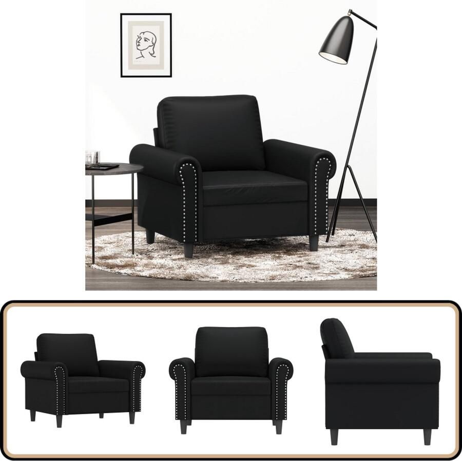 VidaXL Fauteuil 60 cm Kunstleer Zwart Fauteuil Zwarte Fauteuil Kunstlederen Fauteuil Moderne Fauteuil Lounge Fauteuil