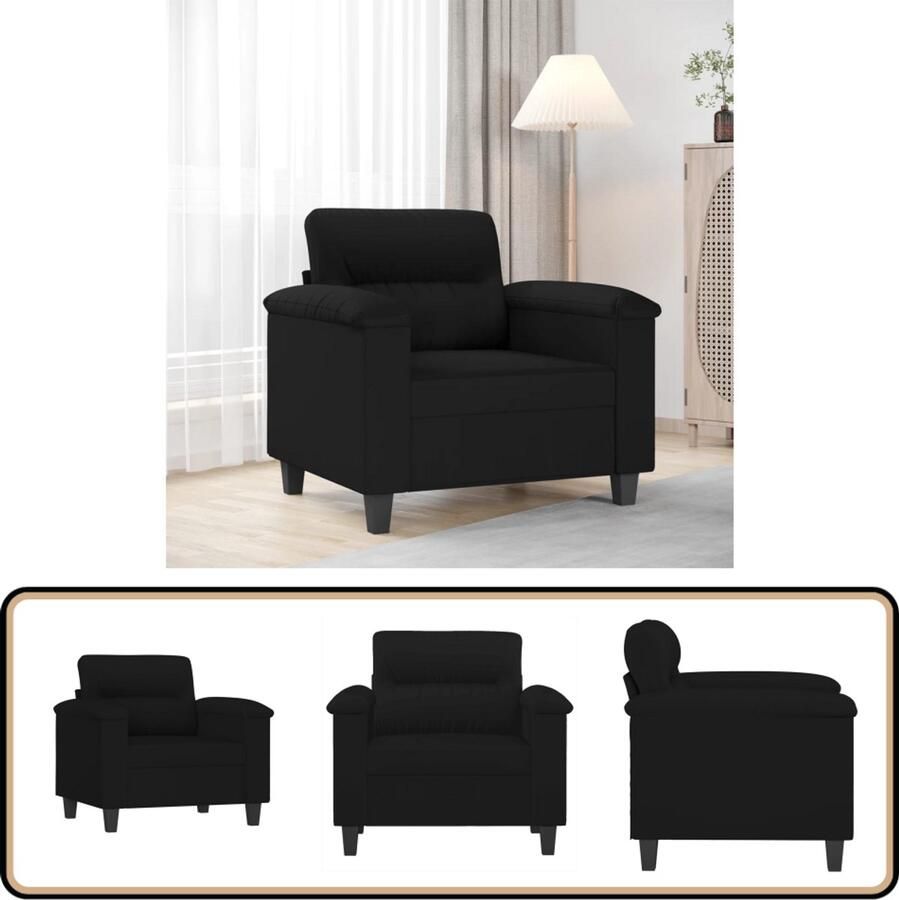 VidaXL Fauteuil 60 cm Microvezelstof Zwart Fauteuil Microvezel Zwarte Fauteuil Lounge Stoel Relaxstoel