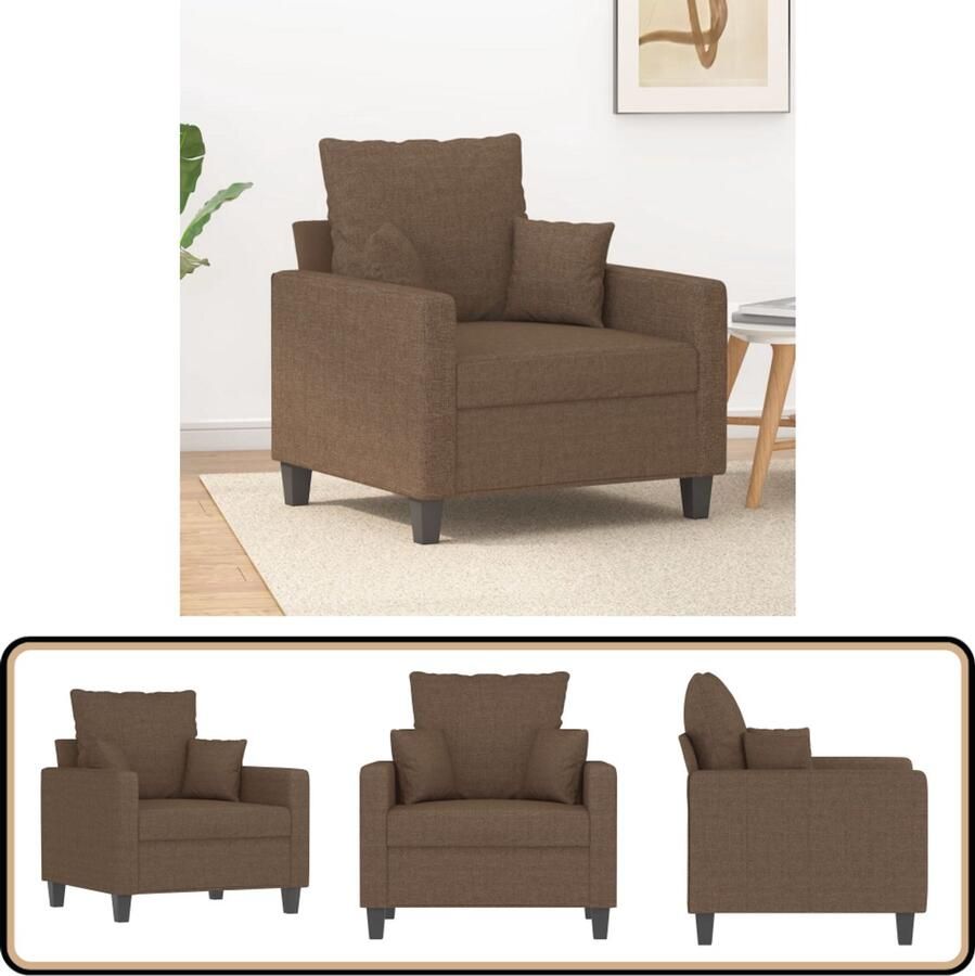 VidaXL Fauteuil 60 cm Stof Bruin Fauteuil Lederlook Lounge Relaxstoel Huiskamer