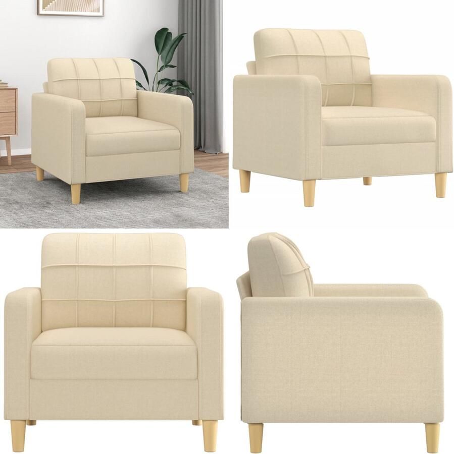 VidaXL Fauteuil 60 cm stof crèmekleurig Fauteuil Fauteuils Relaxfauteuil Leunstoel