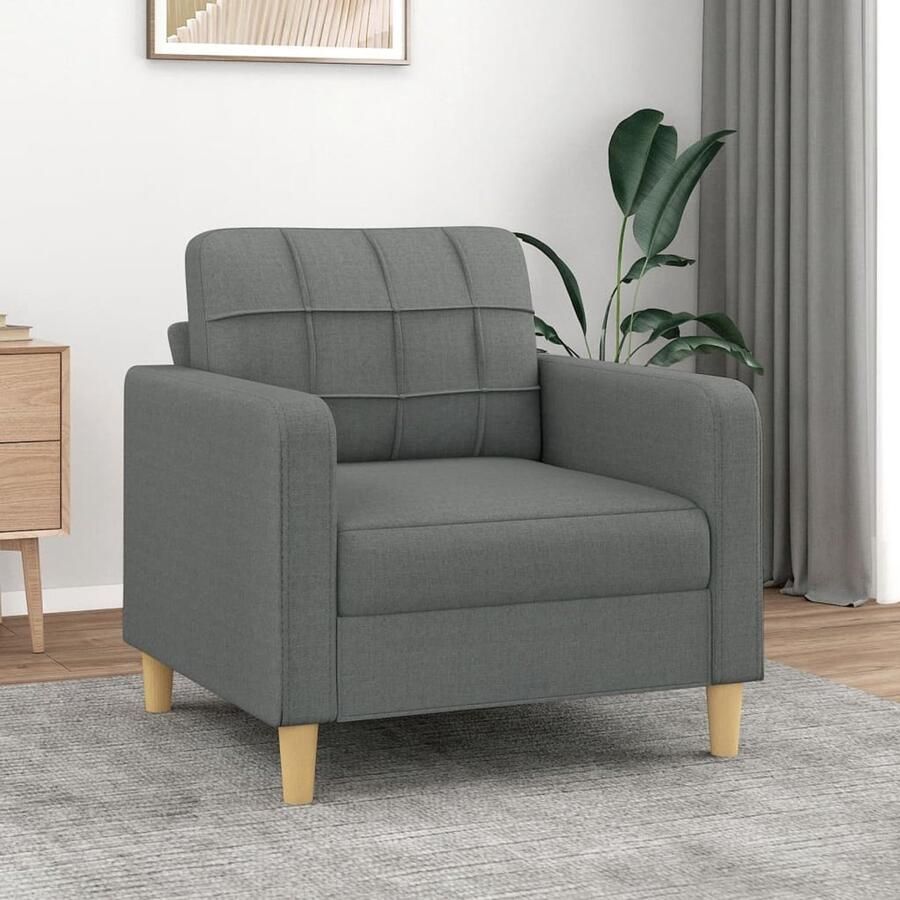 VidaXL Fauteuil 60 cm Stof Donkergrijs Comfortabele Stoel Fauteuils Grijs Lounge Stoel Relaxfauteuil Design Fauteuil